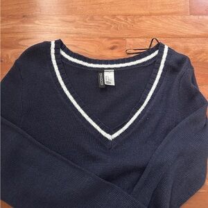 Chico's Navy Sweater with White Trim